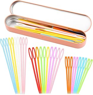30 Pieces Plastic Big Eye Stitching Needles, 3 Size Large Eye Plastic Needles, Colorful Plastic Yarn Sewing Needles, Weaving Needles with Storage Box for DIY Sewing Handmade Crafts(Random Color)