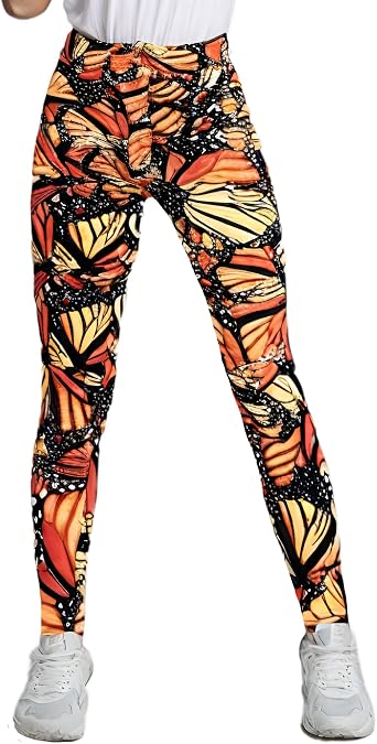 Lularoe Leggings US, Alpha, One Size, Regular, Regular, Orange and Black Butterfly - One Size - Fits Size 2-10