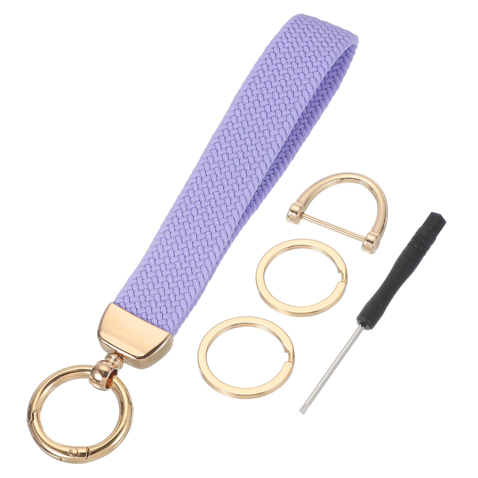 sourcing map Wrist Lanyard Keychain, Stretchy Wristlet Strap Key Chain for Women Men, Cute Braided Keychains Holder for Car Keys Camera Wallet ID Badges Card, Light Purple