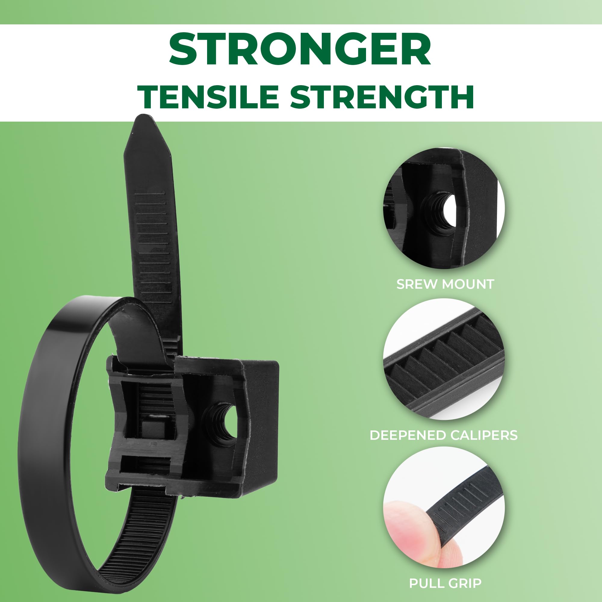 Boltza® Saddle Mount Cable Ties - Black, 7.5mm x 180mm - Image 3