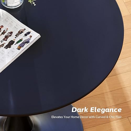 Miniatura 6 de VONLUCE Moderna mesa de comedor redonda blanca, mesa de cocina moderna de tulipanes de 36 pulgadas para 4-6 personas con parte superior de MDF y