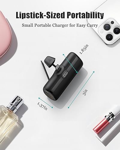 Miniatura 3 de Cargador portátil pequeño, mini banco de energía de 5000 mAh, 20 W PD bidireccional de carga rápida, compacto, esenciales de viaje compatible con