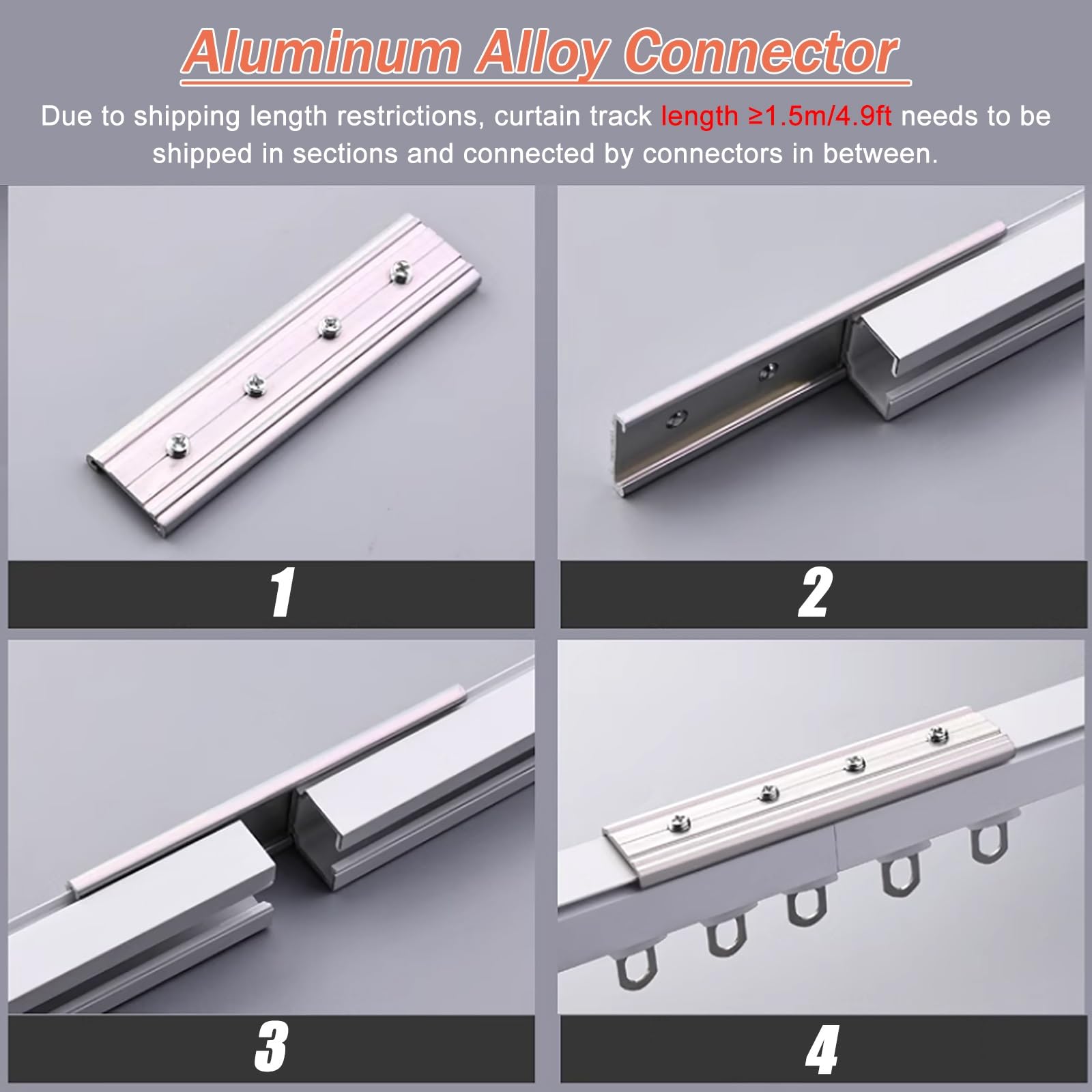 Riel recto personalizable para techo/pared de 3 a 15 pies con tiras silenciadoras integradas para separadores de habitaciones, ideal para cenador, oficina, balcón, montaje en techo, 900 cm de longitud