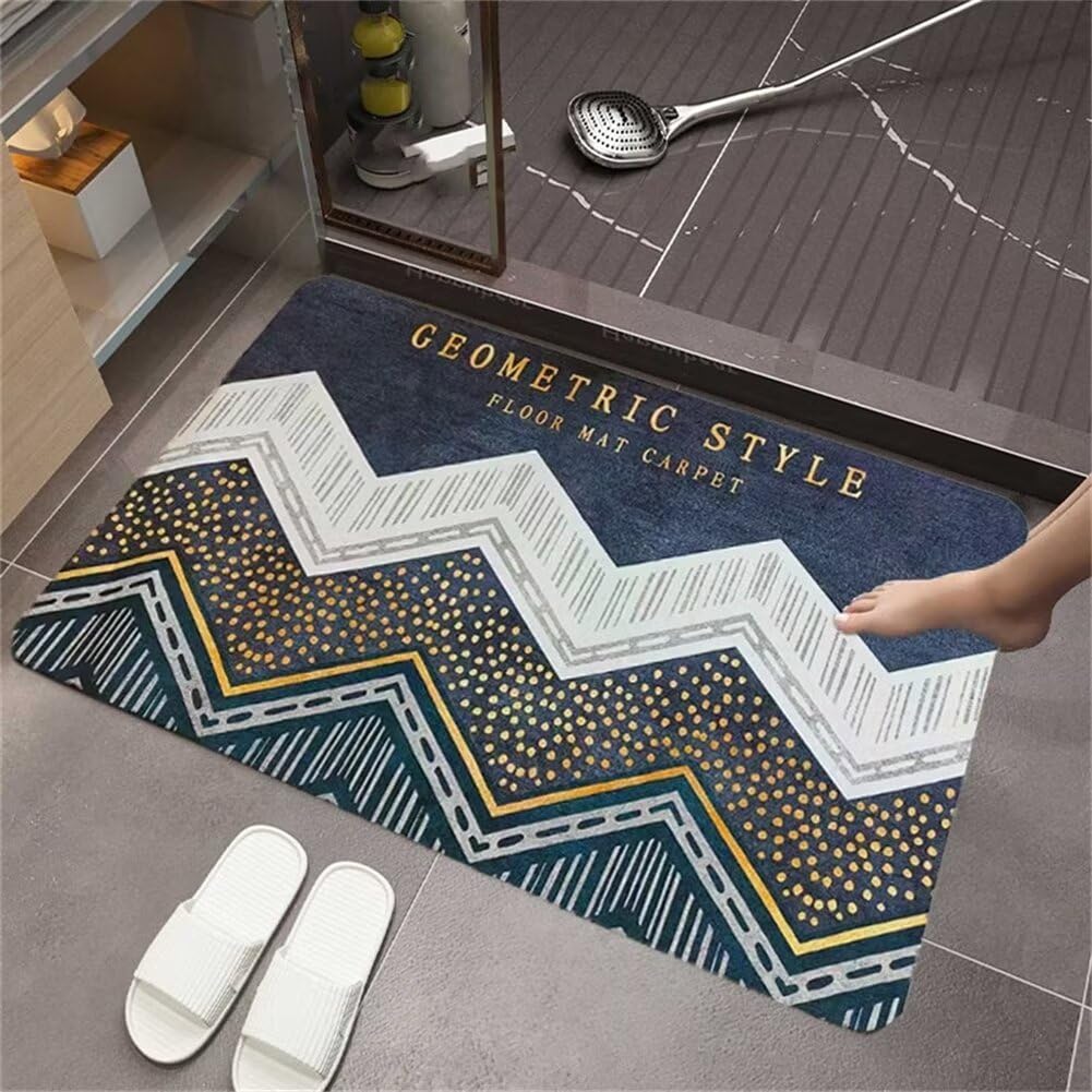 Geometría Alfombra Baño, Alfombrilla Baño Absorbente Diatomita. Alfombra Baño Secado Rapido, Alfombra de Baño Super Absorbente Alfombra Baño Antideslizante para Salir de La Ducha. 90x150cm