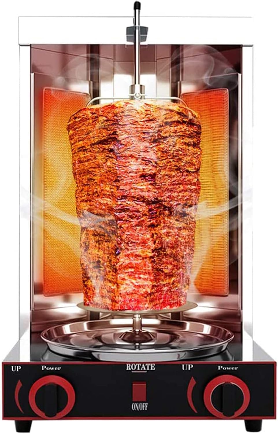 BBQ Meat Machine, Vertical Kebab Doner Meat Grill, Stainless Steel Gas Broilers Home Rotisserie Oven, Skewer Kebab Machine for Kitchen with Temperature Adjustment Switch, 50-300℃(Gas)