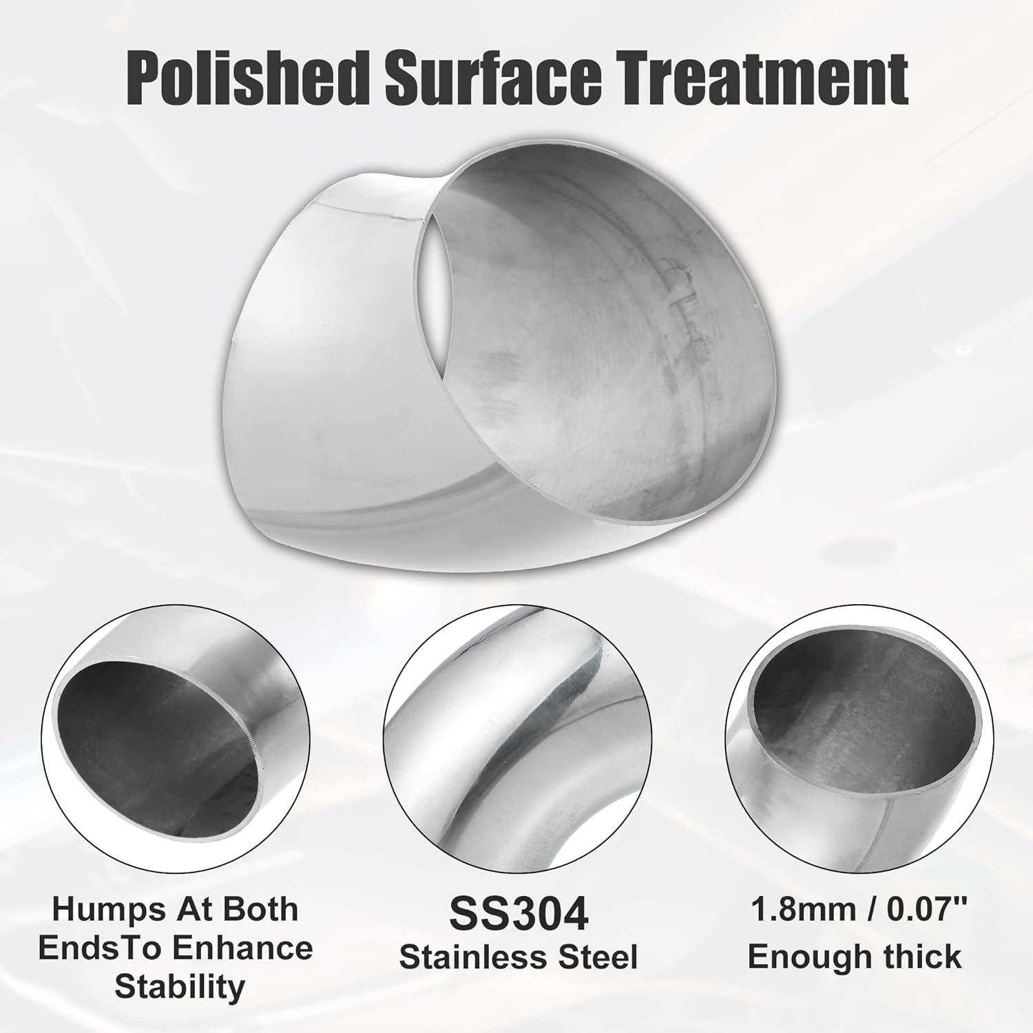 X AUTOHAUX 1 Pcs OD 6 Inch 45 Degree Mandrel Bend Elbow SS304 Stainless Steel Bend Tube Exhaust Elbow Pipe for Car Modified Exhaust System 6" Piping Silver Tone