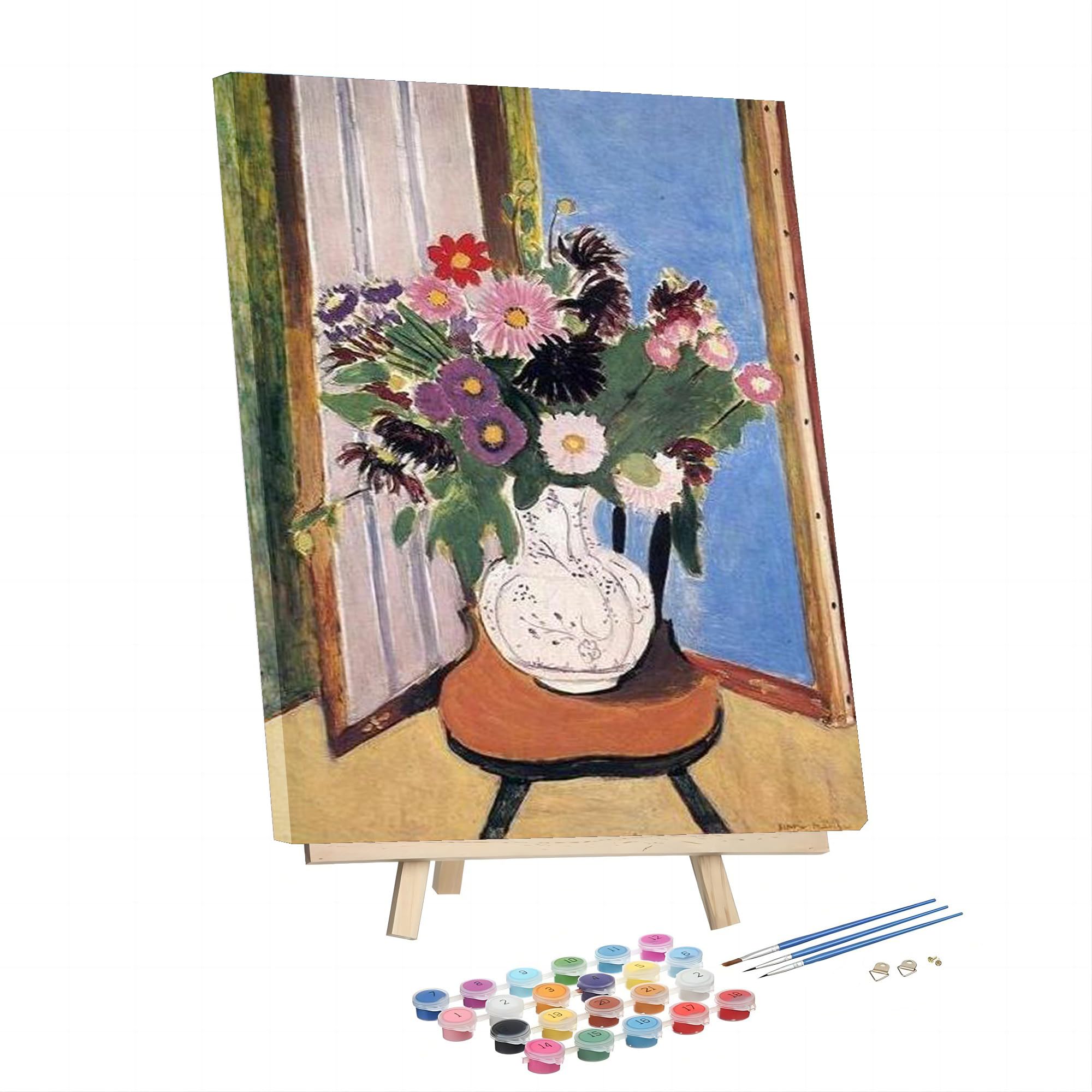 Zeyupain Coloro Paint By Number For Adults,Daisies Painting By Henri Matisse Framed And Easel Diy Acrylic Painting Kit For Hoom Decor Canvas
