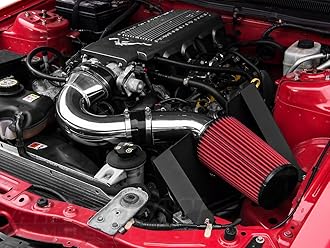 Aluminum Cold Air Intake Polished | High Flow Intake System Upgrade with Reusable Filter | Compatible with 2005–2009 Ford Mustang GT 4.6L and Bullitt Models