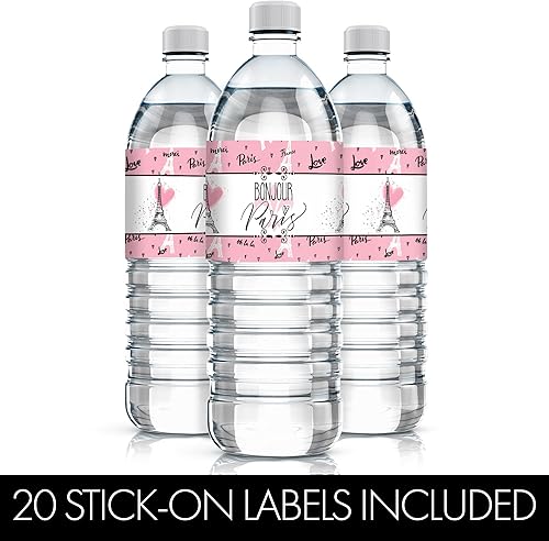 Miniatura 4 de Etiquetas para botellas de agua Paris Party - 24 pegatinas