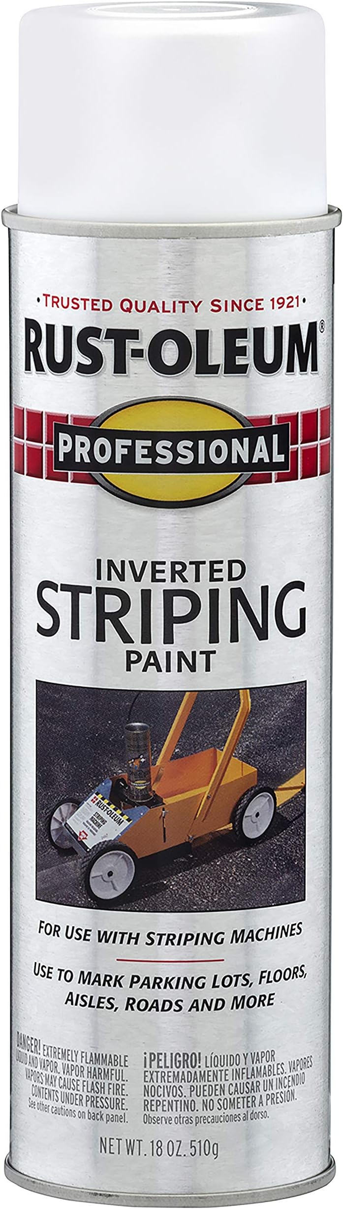 Rust-Oleum 2593838 Professional Inverted Striping Spray Paint, 18 oz, White