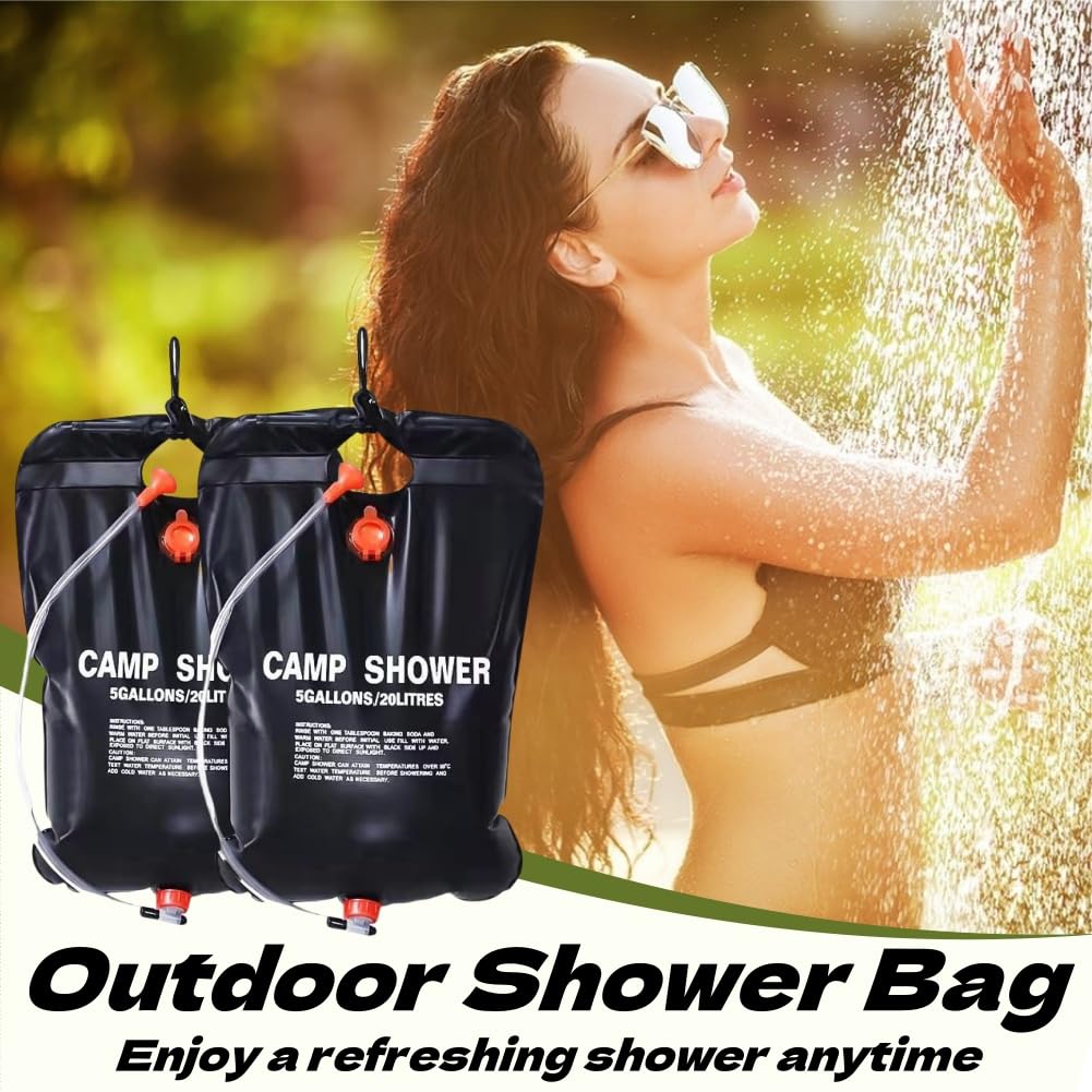 Doccia Solare Campeggio,2pcs Doccia da Campeggio,Doccia Portatile,Doccia Solare Camping,Riscaldamento da Sole Borsa da Campeggio,Borsa da Campeggio Solare,Doccia Sacca Portatile