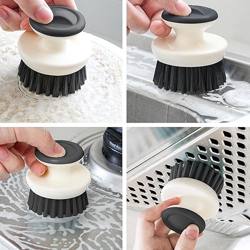 Miniatura 5 de Cepillo para fregar platos, cepillo de palma de agarre ergonómico, cepillos de cocina para limpieza, limpiador de platos con cerdas rígidas para