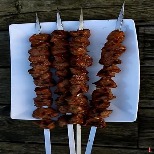 Miniatura 9 de Acroyan Paquete de 12 brochetas para parrilla de 16.5 pulgadas, de acero inoxidable, para barbacoa, pinchos planos, resistentes, grandes,