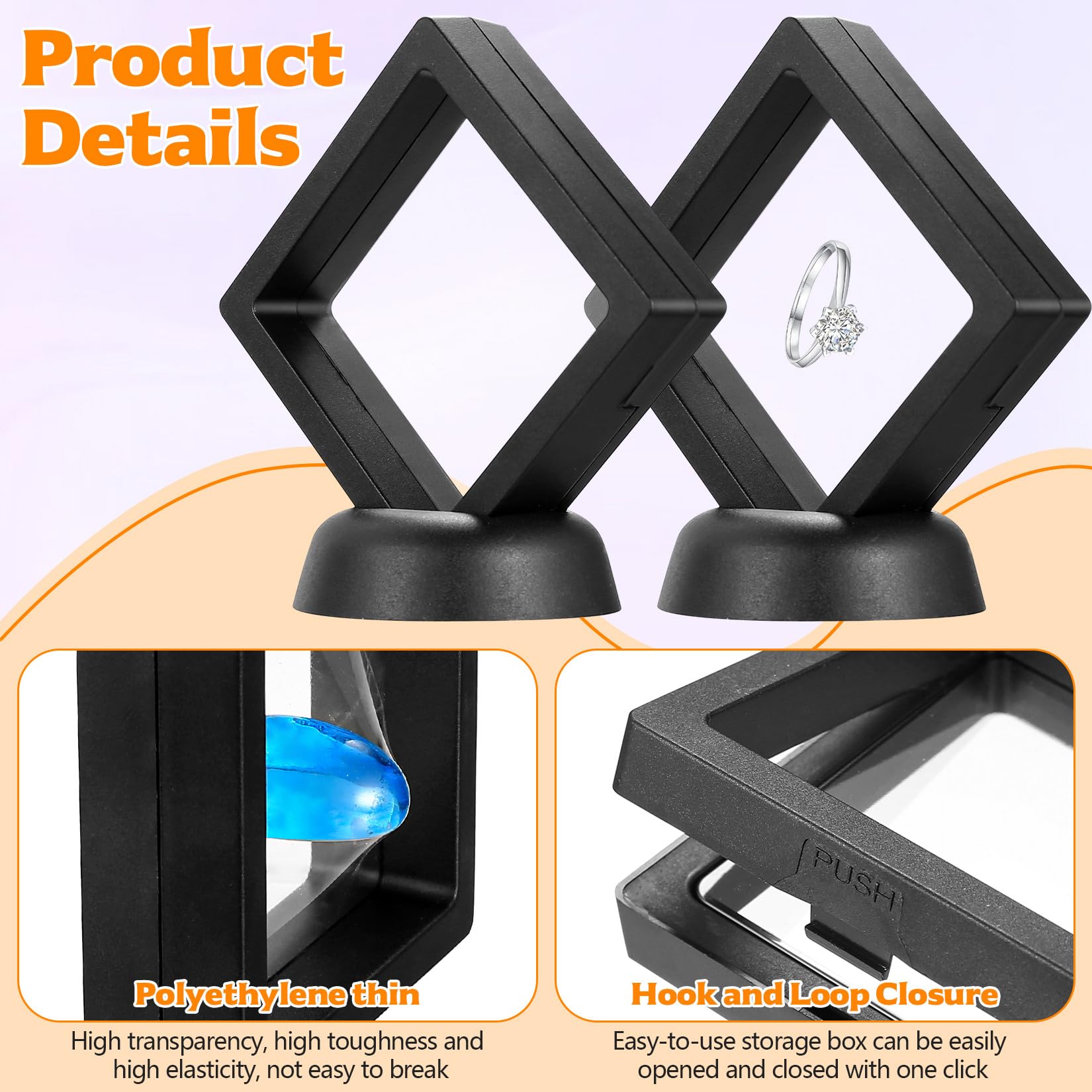 6 Ensembles 3D Cadre Flottant Flottant Bijoux Vitrines Pièces De