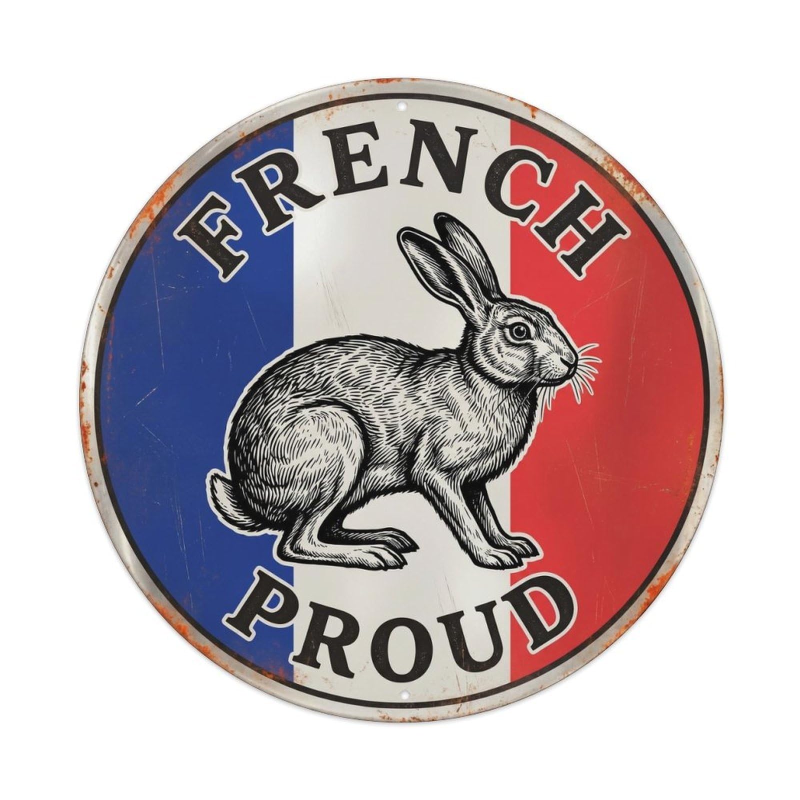 Olhnbad Style French Proud Hare Wildlife Heritage Emblem Metal Tin Sign