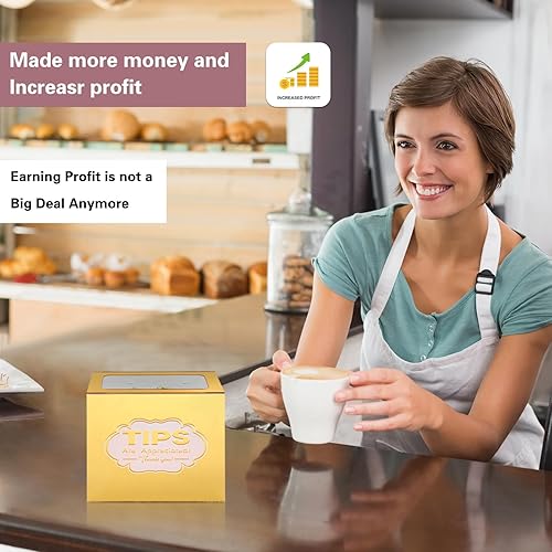 Miniatura 3 de Yamahiko Tarro de puntas acrílicas para dinero, caja de puntas doradas para bares de barman, contenedor de dinero, músicos, restaurantes, conductor,