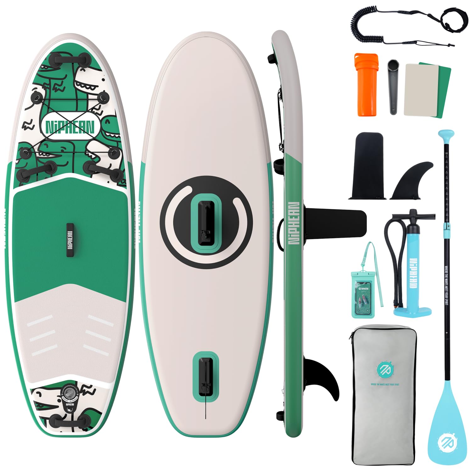 Niphean Inflatable Stand Up Paddle Board with SUP Accessories, Anti-Slip EVA Deck, 10’6’’ Inflatable Paddle Boards for Adults &amp; Youth of All Skill Levels