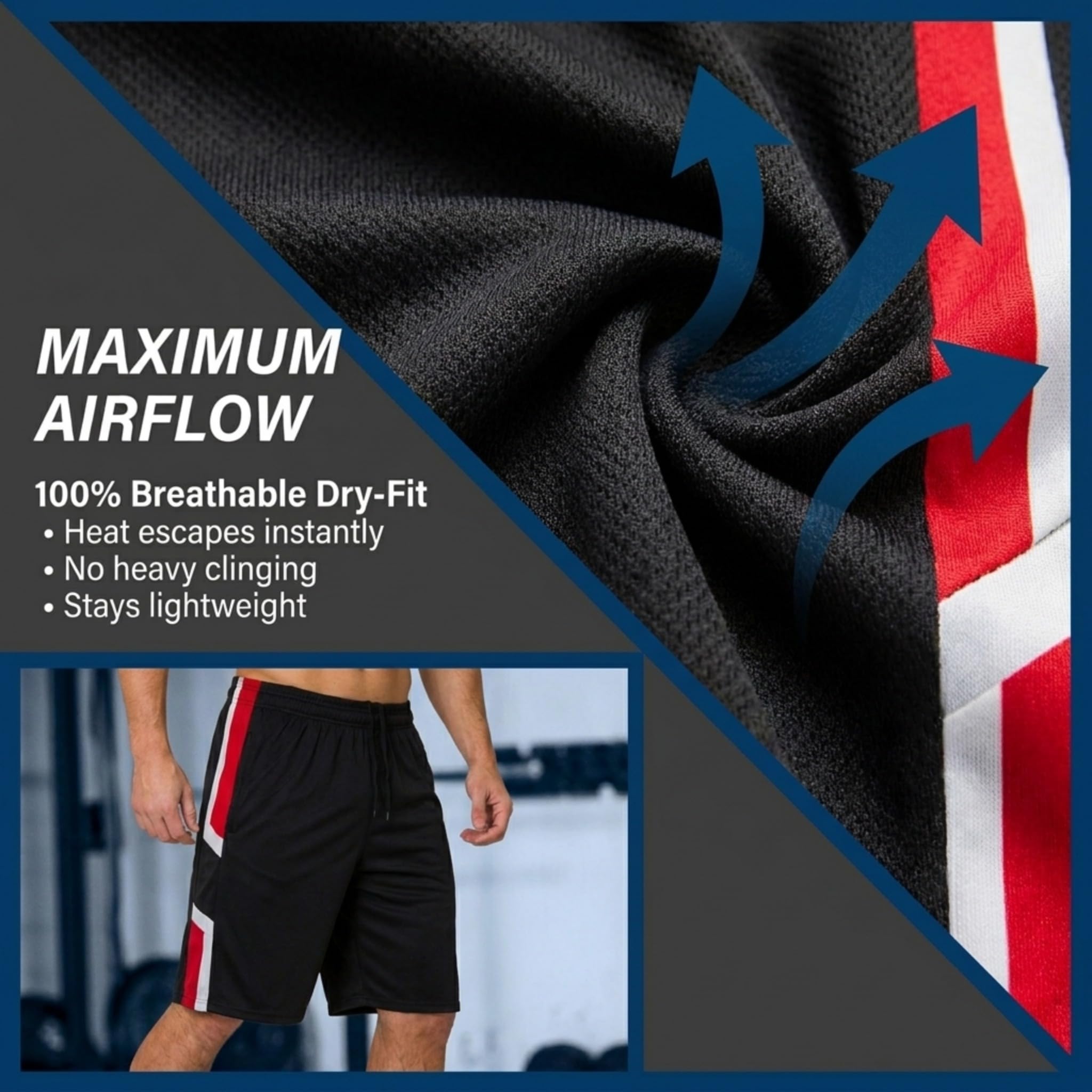 Ultra Performance Męskie 5-pak sportowe spodenki do biegania, spodenki treningowe do koszykówki na siłownię dla mężczyzn z kieszeniami zapinanymi na zamek błyskawiczny