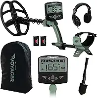 Minelab X-Terra Voyager Detector de metais adulto com bobina à prova d'água, 4 modos de detecção, ID de alvo transparente, visor retroiluminado (kit completo com fones de ouvido, mochila, pá profunda)