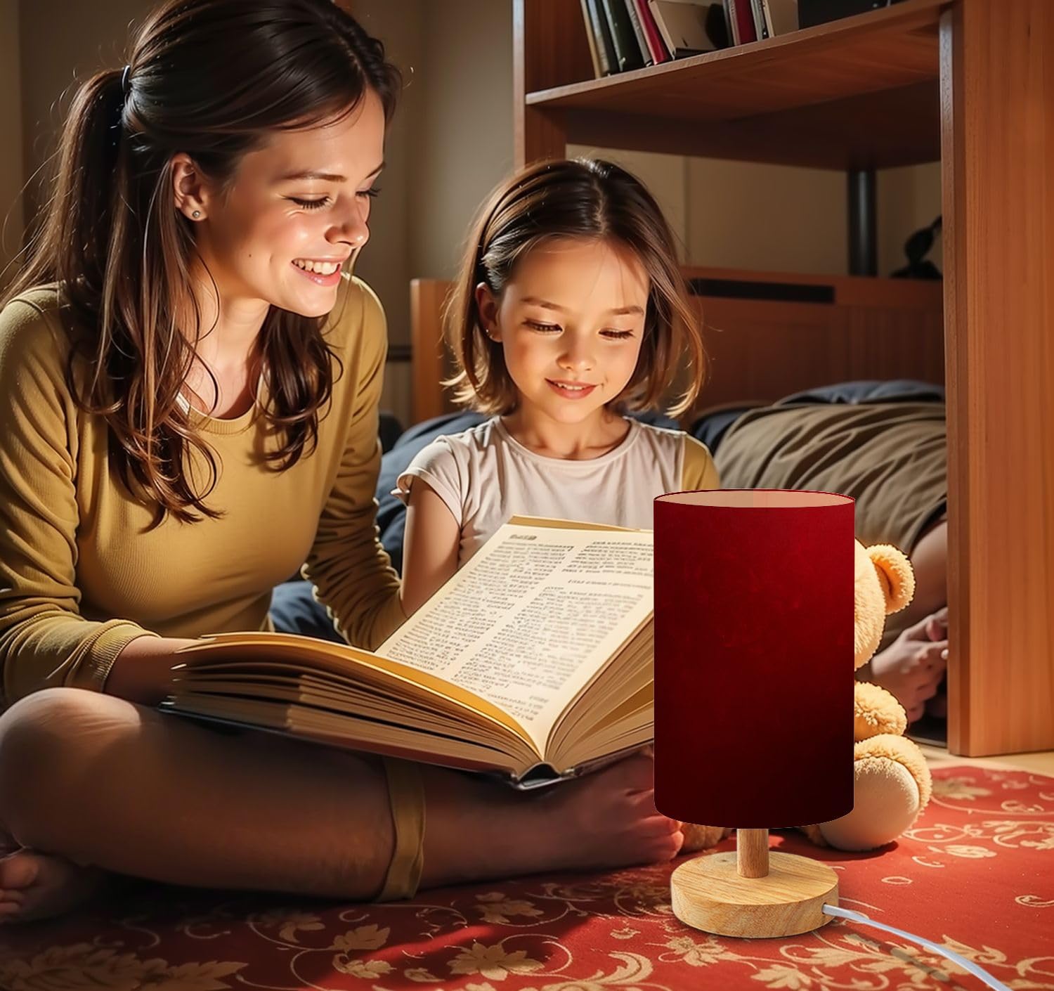 BVCAHSAW Bedside Table Lamp Warm Burgundy Dark red Color Texture