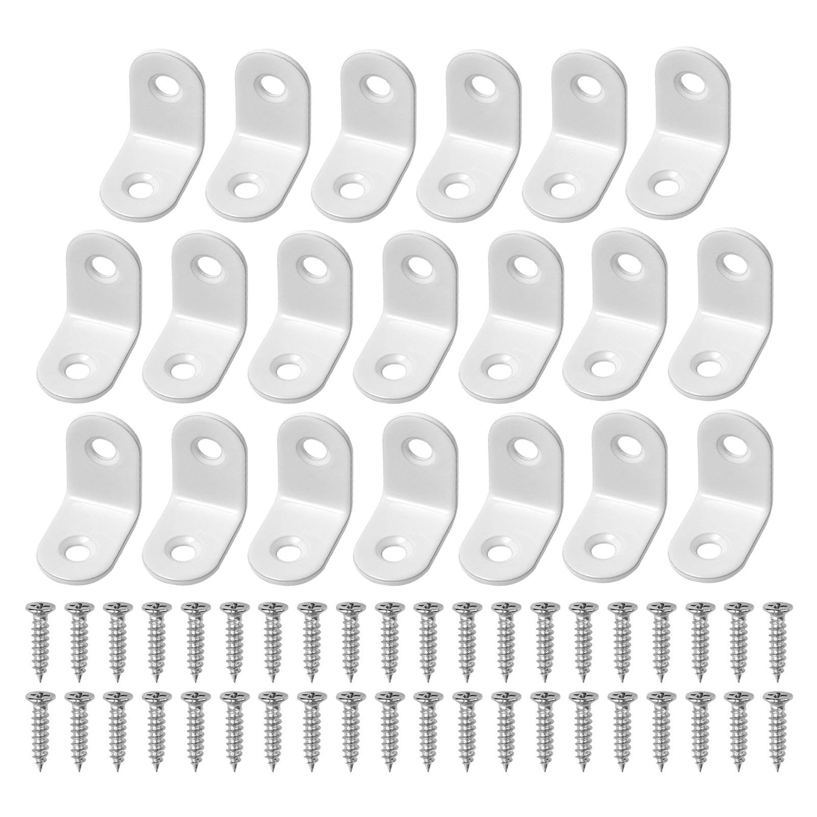 20 Pcs L Bracket Right Angle Braces, White 90 Degree Right Angle Brackets with Screws Joint for Wood Furniture Cabinet Shelves Chair Table Window