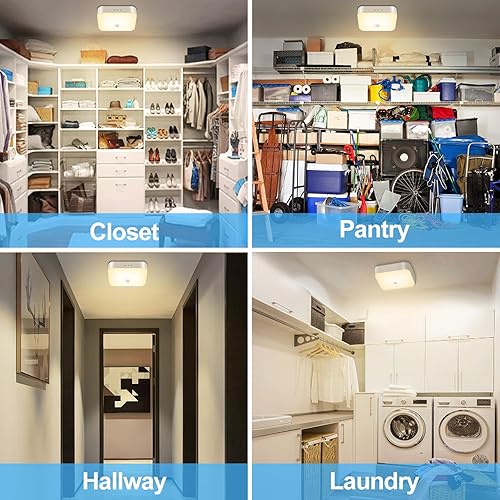 Miniatura 14 de Luz de techo recargable con sensor de movimiento para interiores con control remoto, batería inalámbrica, recargable, sensor de luz para armario