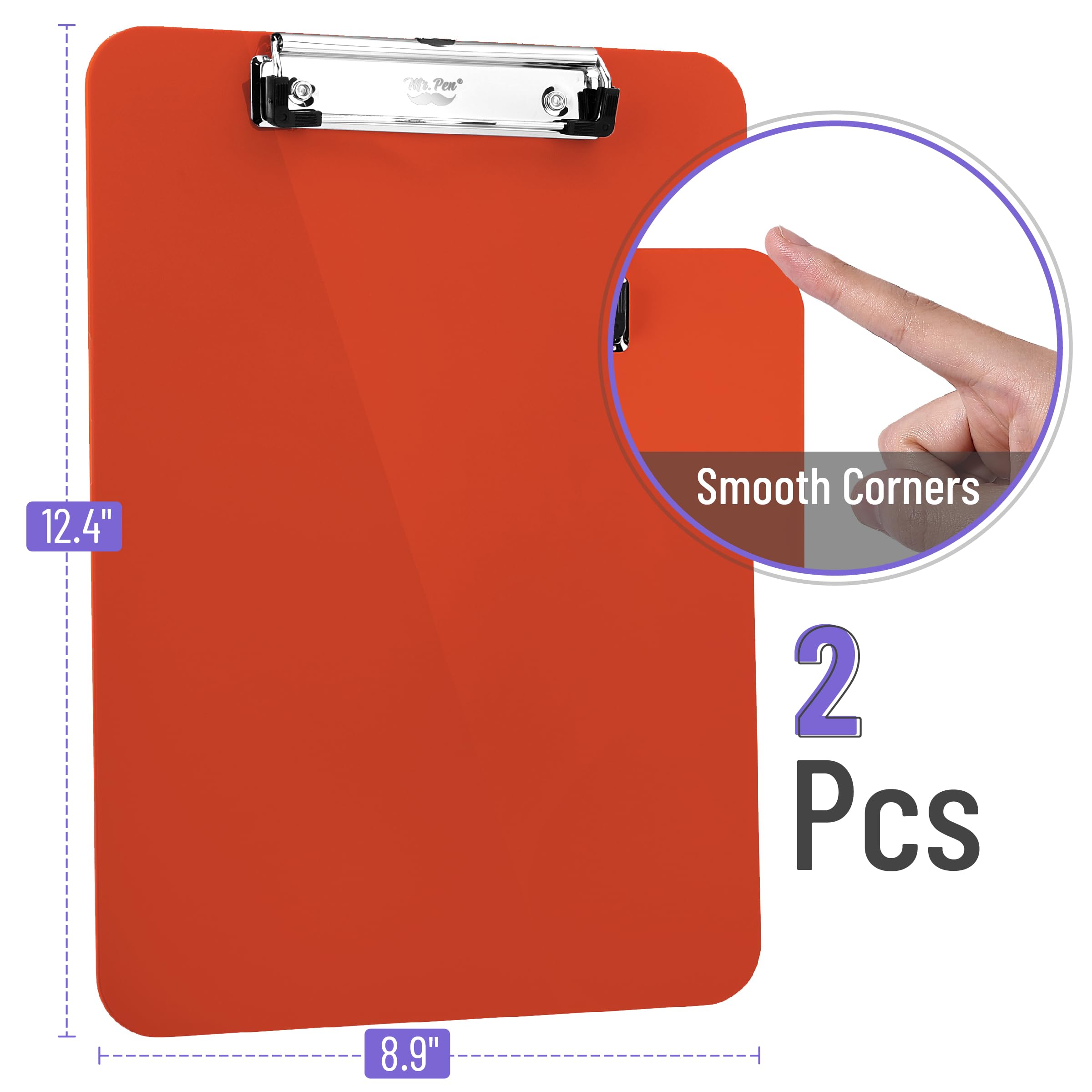 Mr. Pen- Plastic Clipboard, 12.5" x 9", 2 Pack, Red, for Kids & Adults, Clip Board, Teacher, Cute - Image 2