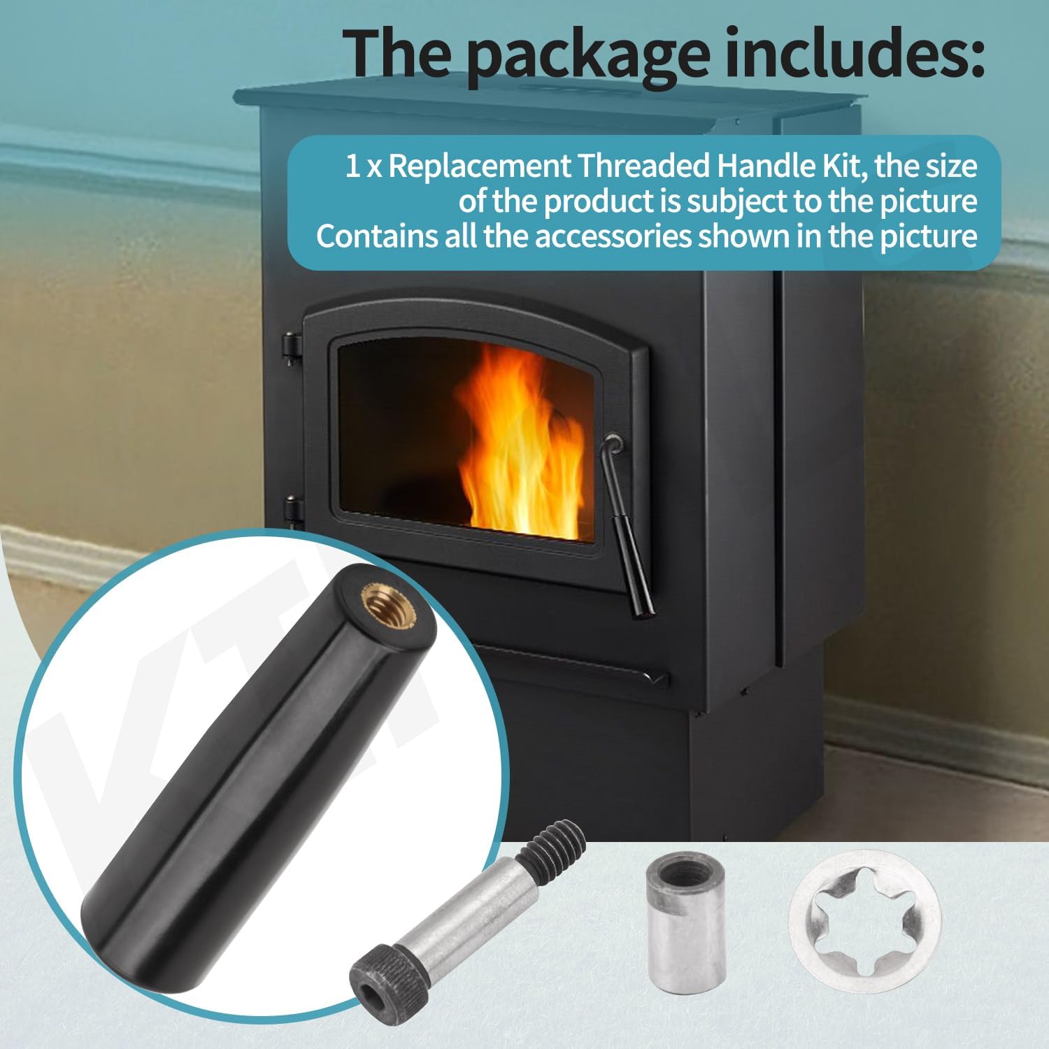 SRV7093-024D Door Handle Assembly Compatible with Pel-Pro & Plea-sant Hearth Pellet Stove for Pel-pro PP60 PP60-B PP130 PP130-B PP70 PP150 PPC90 TSC90 for Pleasant Hearth PH35PS, PH50CABPS, PH50PS