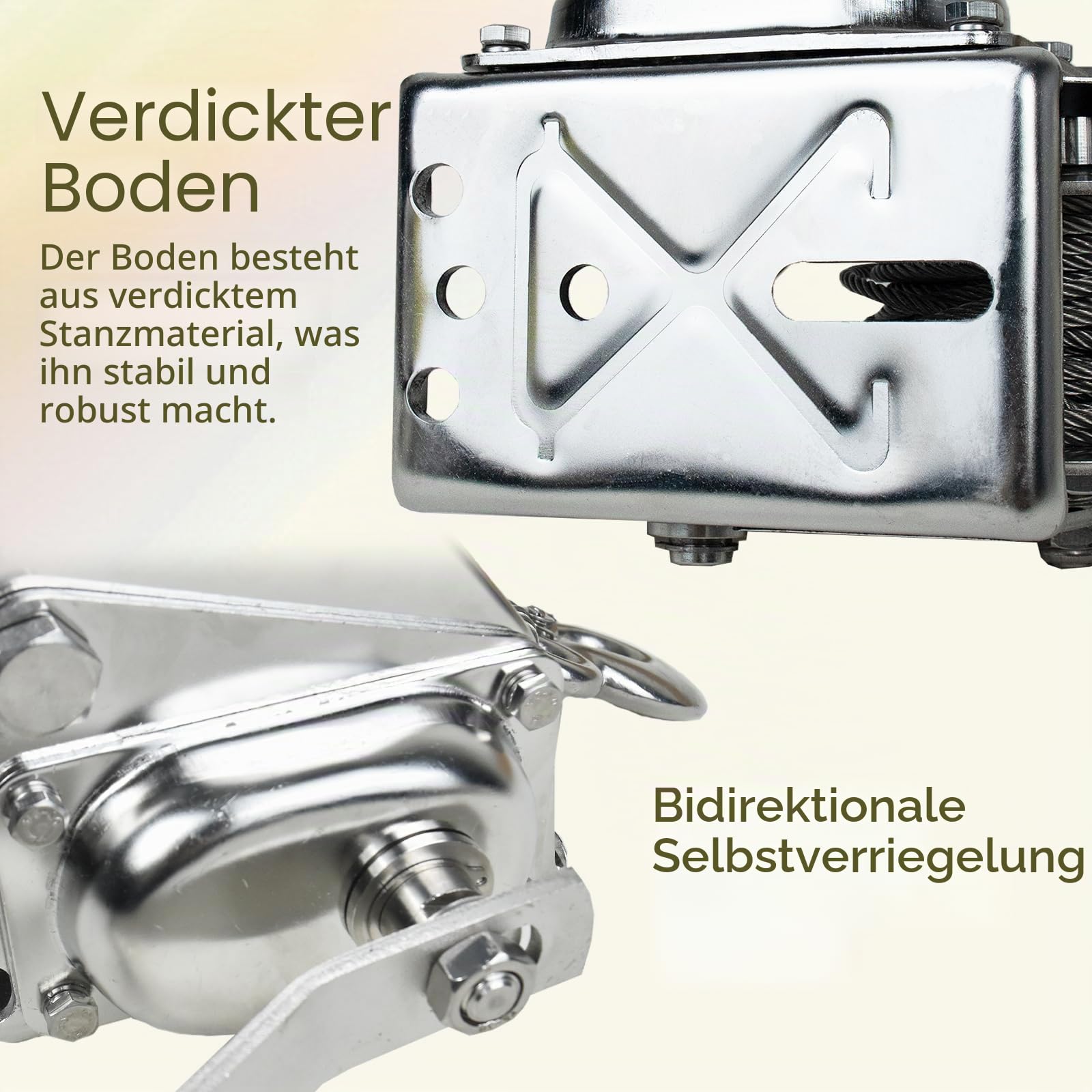 Edelstahl Handseilwinde mit Bremse(1200lbs,10m) | 1200lbs Anhänger Seilwinde Hand Klein mit Drahtseil, Handwinde Seilwinde Manuell für Anhänger Auto, Boot und Forst