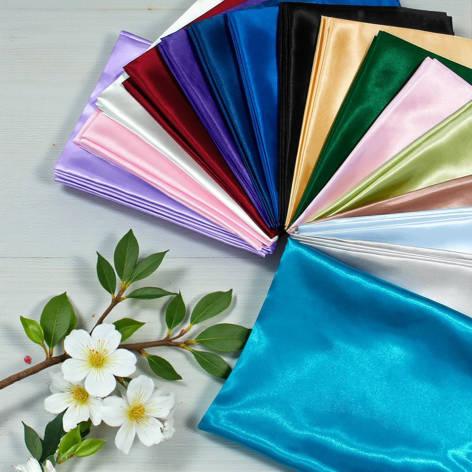 MDS Satin Fabric 5 Yards, 44" Wide, Silky Smooth Charmeuse Sateen Cloth for Wedding Arch Drapery Panel Backdrop Party Event Banquet Home Decoration Curtain Crafts DIY Sewing Costume - Gold — view 8