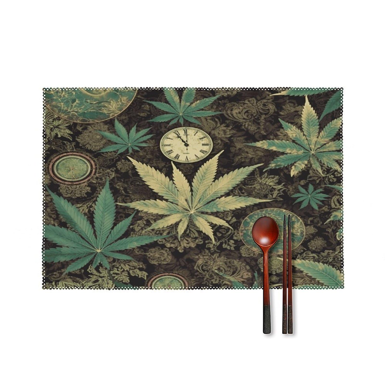 A Puff in Time Weed Marijuana Placemats Set of 6,Table Mat