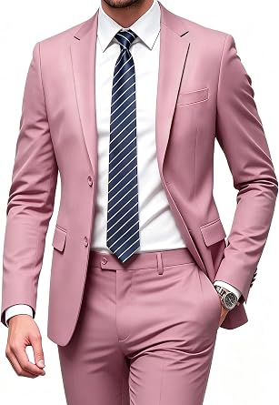 Men's Slim Fit Suit 2 Piece Set Black Wedding and Business Suits for Men Homecoming Formal Tuxedo Jacket and Pants