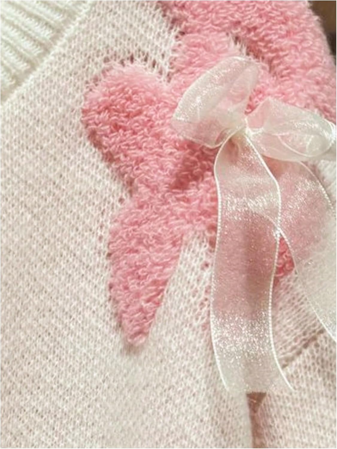 Floerns Women's Bear Long Sleeve Fall Sweater Crew Neck Bowknot Knit Pullover Tops - Image 4