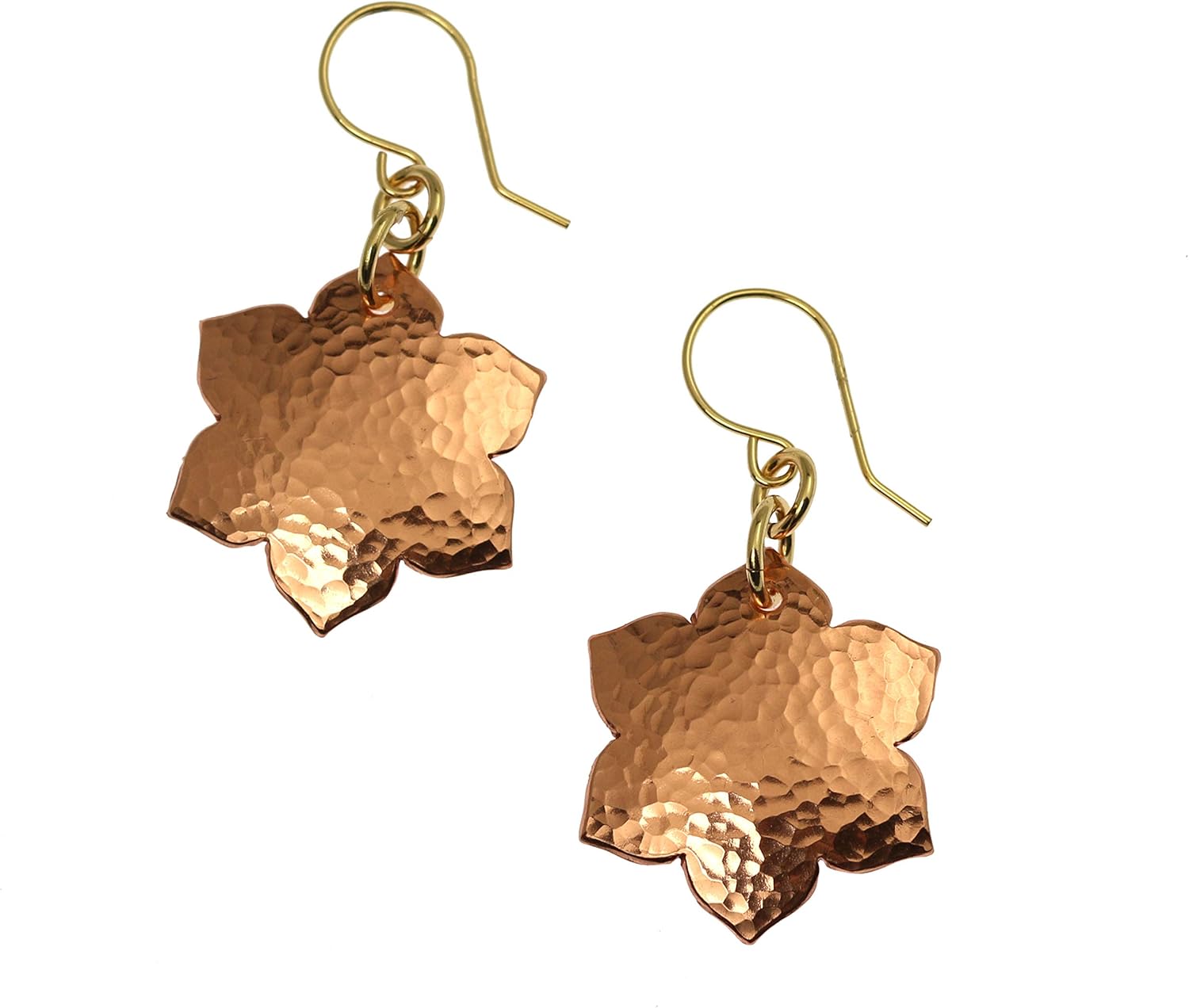 Hammered Copper Arabesque Flower Earrings