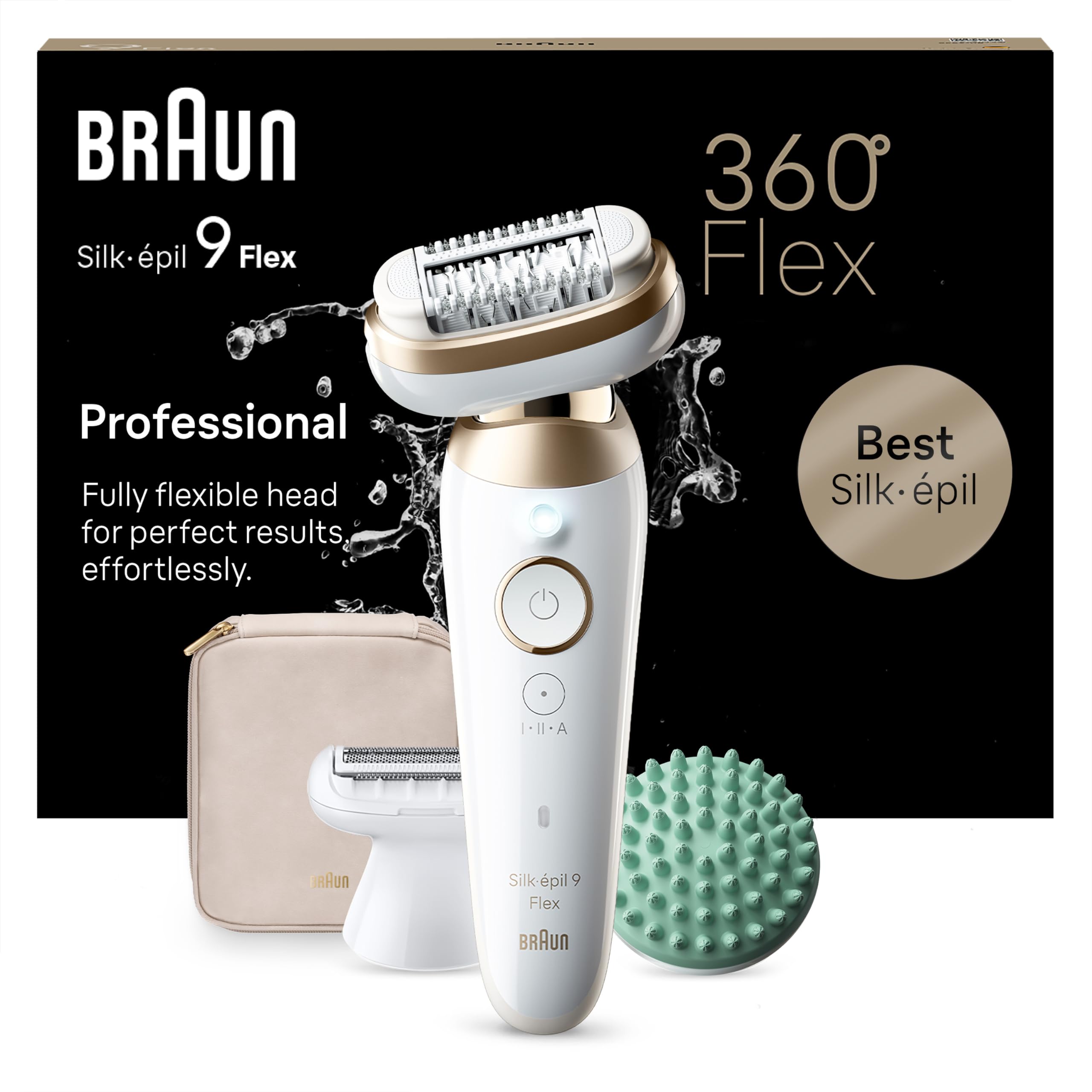 Braun Depiladora Eléctrica Mujer Silk-épil 9 Flex, Depiladora Corporal con Cabezal de Rasuradora, Resistente al Agua, Rasura Y Recorta, Eliminación del Vello Fácil, 9-041 3D, Blanca/Dorada — view 9