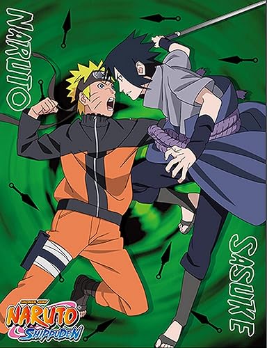 Great Eastern Entertainment Naruto Shippuden- Sasuke & Naruto - Manta de sublimación (46 x 60 L)