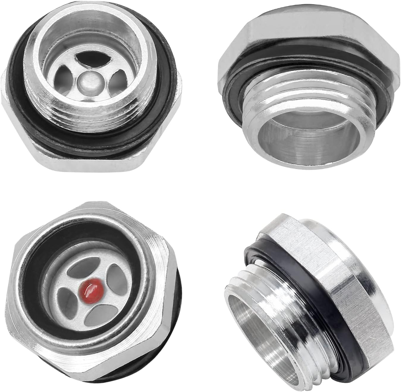 4Pcs Air compressor Oil Sight Glass 1/2 Inch NPT Oil Liquid Level Gauge Male Threaded Aluminum Alloy Oil Indicator Window For Air Compressor Gearbox Tan