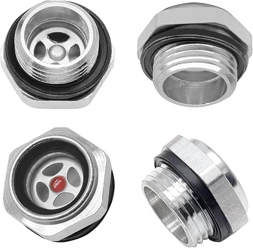 Miniatura 9 de Rierdge 4 unids compresor de aire aceite vista vidrio 34 pulgadas NPT aceite líquido medidor de nivel macho roscado aleación de aluminio indicador