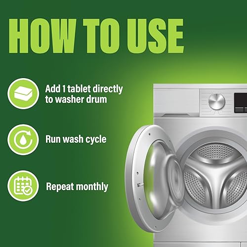 Miniatura 7 de Green Gobbler Tabletas limpiadoras y desodorizantes prémium con tecnología de limpieza de tubos, drenaje y manguera, lavadoras de carga frontal y