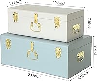 Vista 58 de Vixdonos Juego de 2 baúles decorativos de almacenamiento de caja de metal con asa (blanco con cierres de bronce)