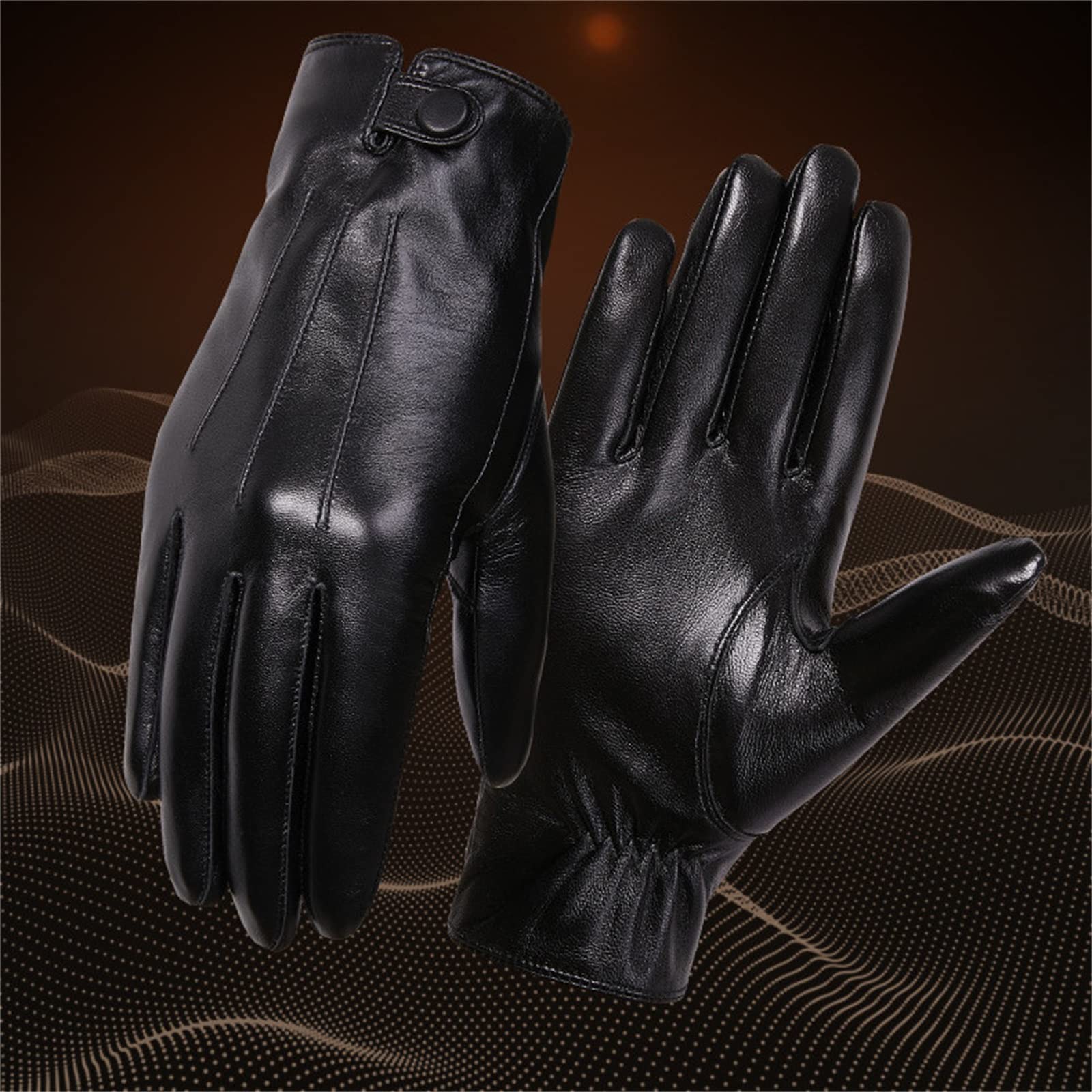 Guanti in Pelle da Uomo Guanti in Pelle Touch Screen da Uomo Guanti da Ciclismo Caldi e Spessi in Autunno e Inverno Guanti Invernali (Color : Black, Size : L)
