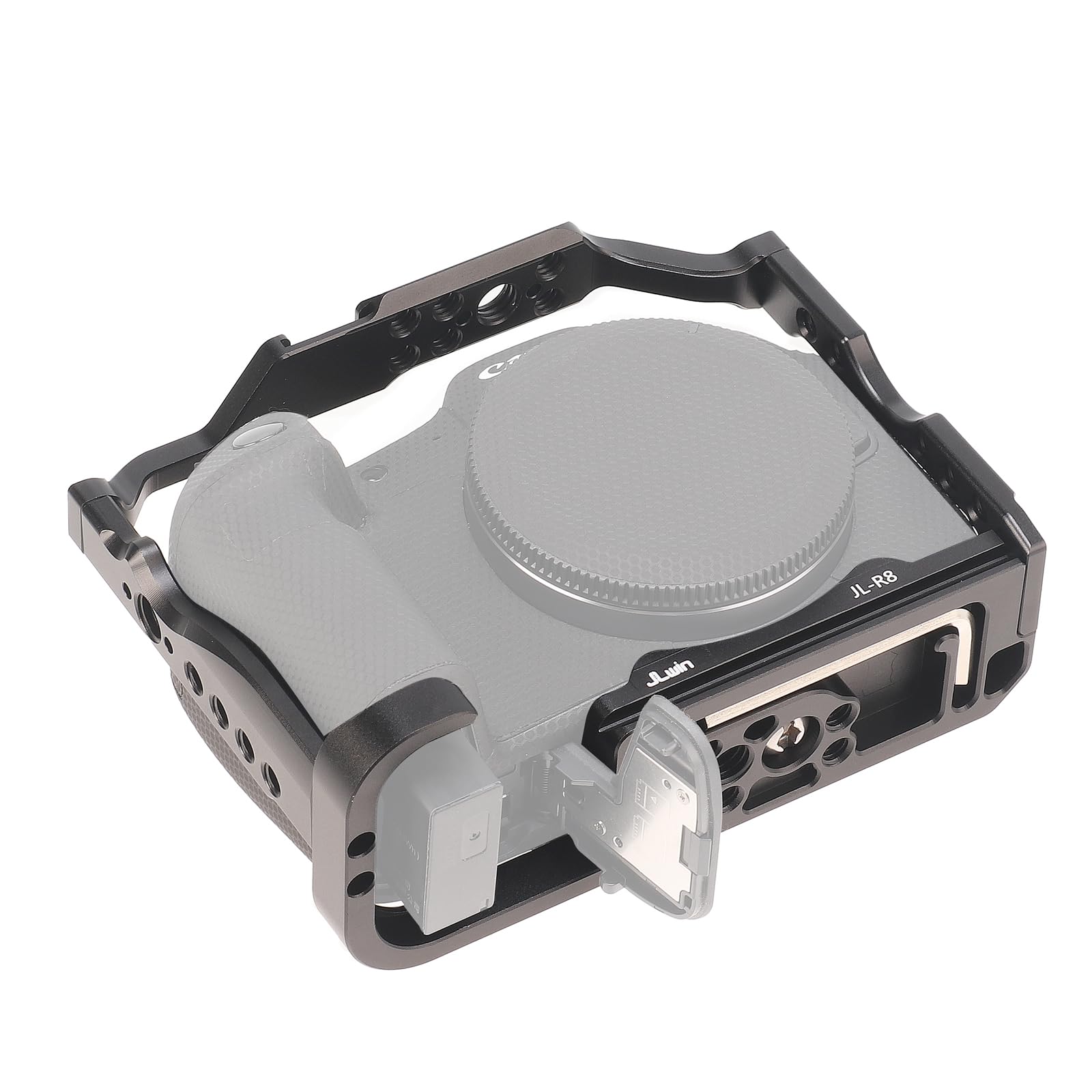 FOTGA Cage et poignée supérieure pour appareil photo Canon EOS R8 & EOS RP, alliage d'aluminium, caméra de vlogging vidéo, avec plaque de dégagement rapide pour chaussures froides pour Arca Swiss