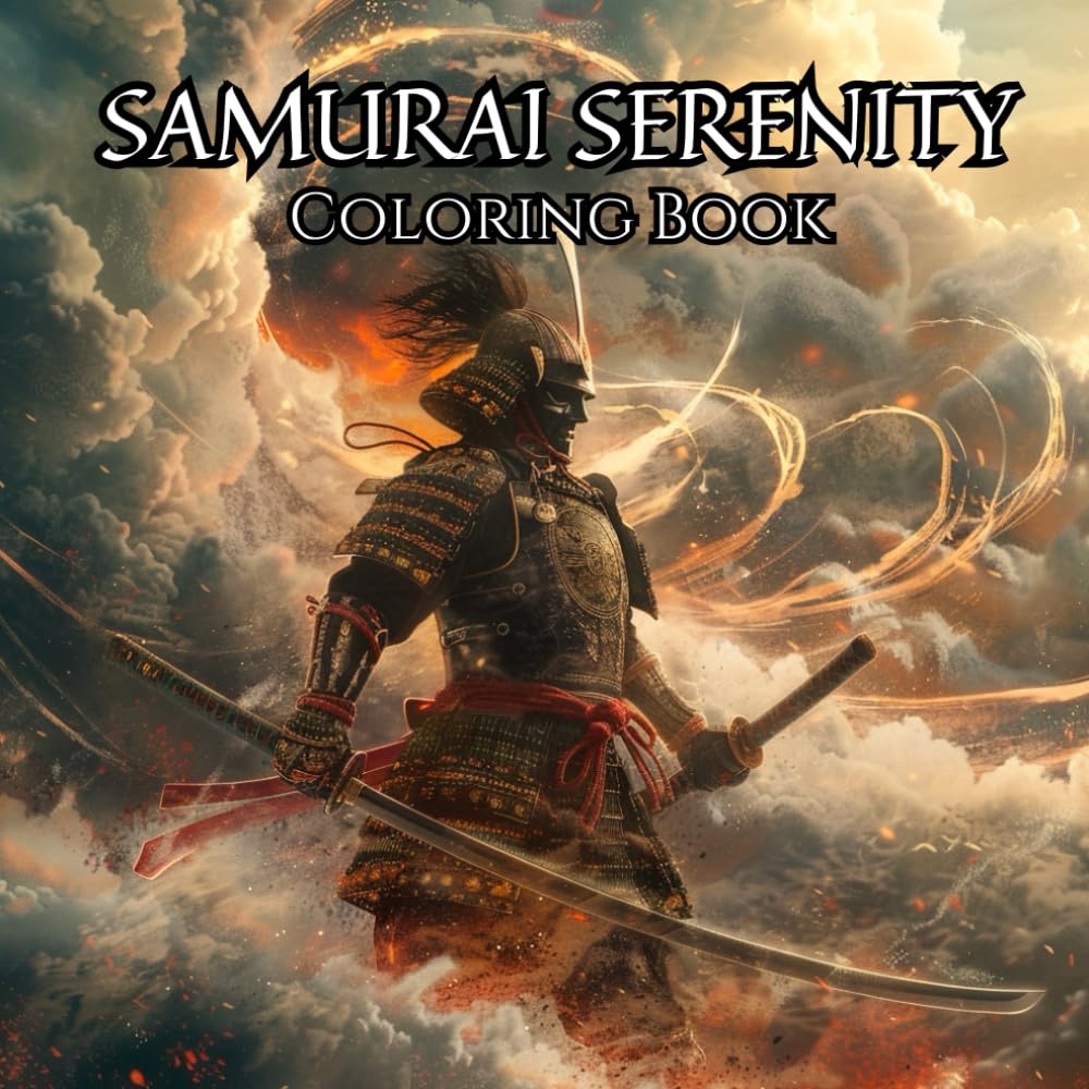 Samurai Serenity: Coloring Book for Adults and Teens, Beautiful Black and White Illustrations of Ancient Samurai Warriors and Intricate Designs
