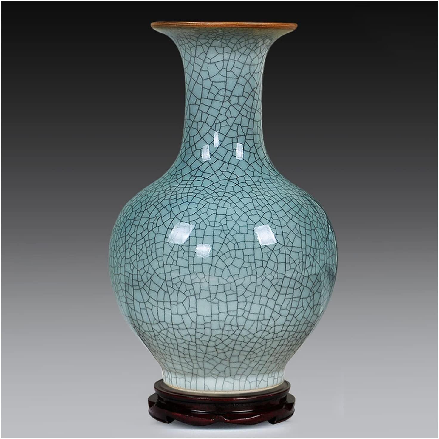 青色陶器花瓶 亀裂模様 Amazon.co.jp: 花瓶の装飾 景徳鎮の花瓶 ひびの入った青と白の