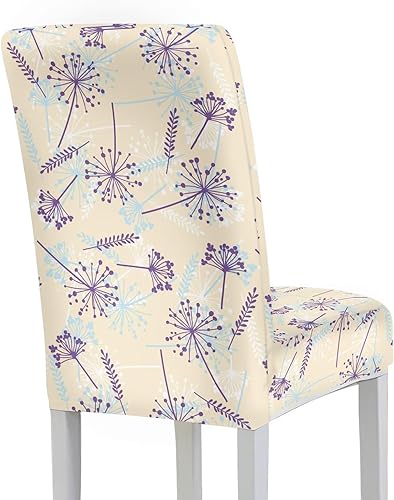 Miniatura 3 de HUGS IDEA Purple Dandelion Seat Covers for Dining Room Chairs Set of 6 Stretch Jacquard Chair Slipcovers Protector Washable Kitchen Dining Chair