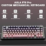 AULA F75 Pro Wireless Mechanical Keyboard,75% Gasket Hot Swappable Custom Keyboard,RGB Backlit,Pre-lubed Reaper Switches,Side Printed PBT Keycaps Mechanical Gaming Keyboards, Pink&Black