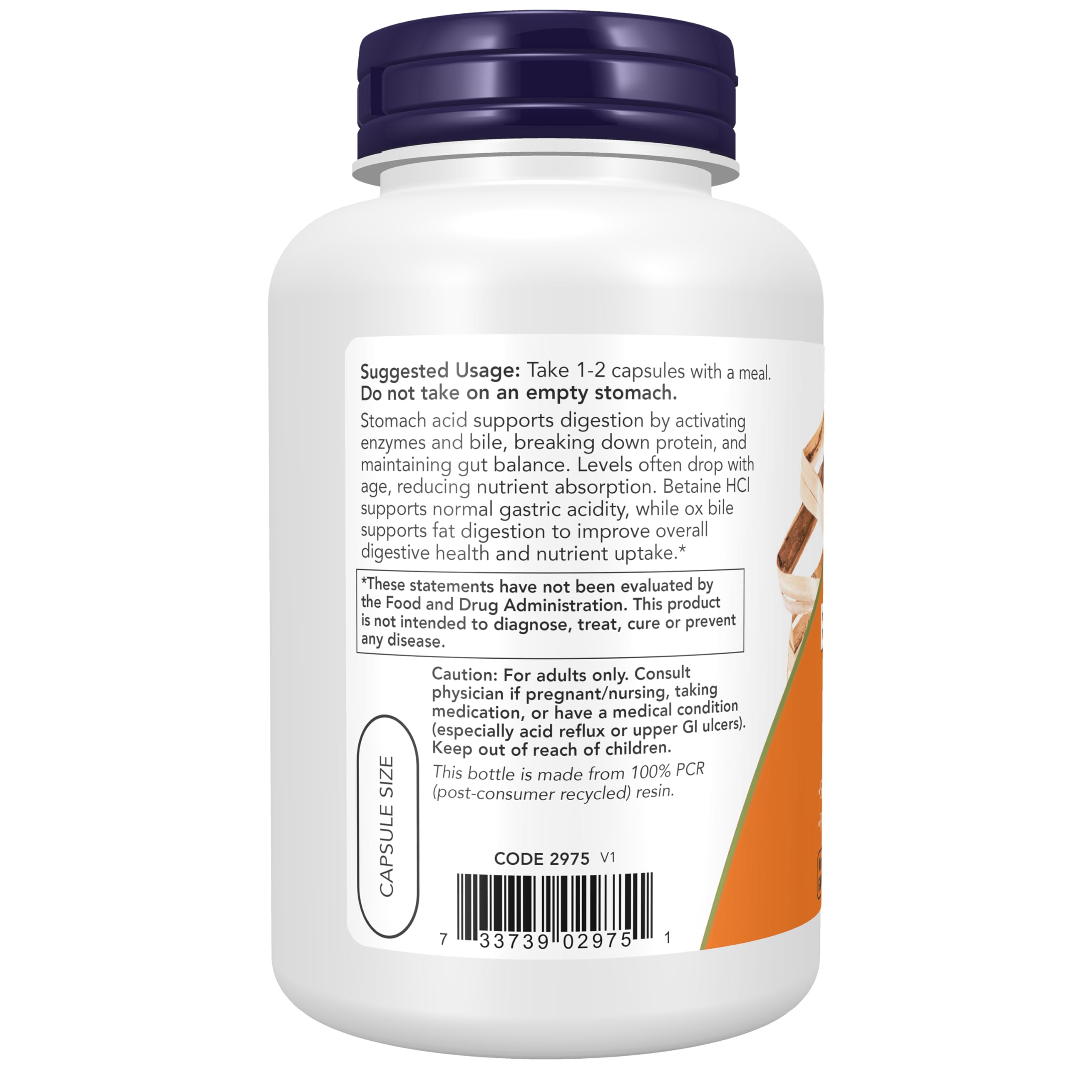 NOW Supplements, Betaine HCl & Ox Bile, 1,500 mg Betaine HCl, 120 Capsules — Amazon image 3
