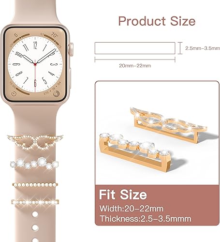 Miniatura 2 de Suoman Juego de 4 trabillas decorativas para Apple Watch Series para iWatch de 1.929 in, 1.772 in, 1.614 in, 1.732 in, 1.575 in, 1.654 in, 1.496 in,