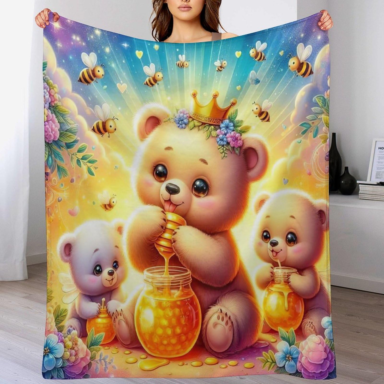Couverture ours en polaire de flannel moelleuse pour des moments cocooning