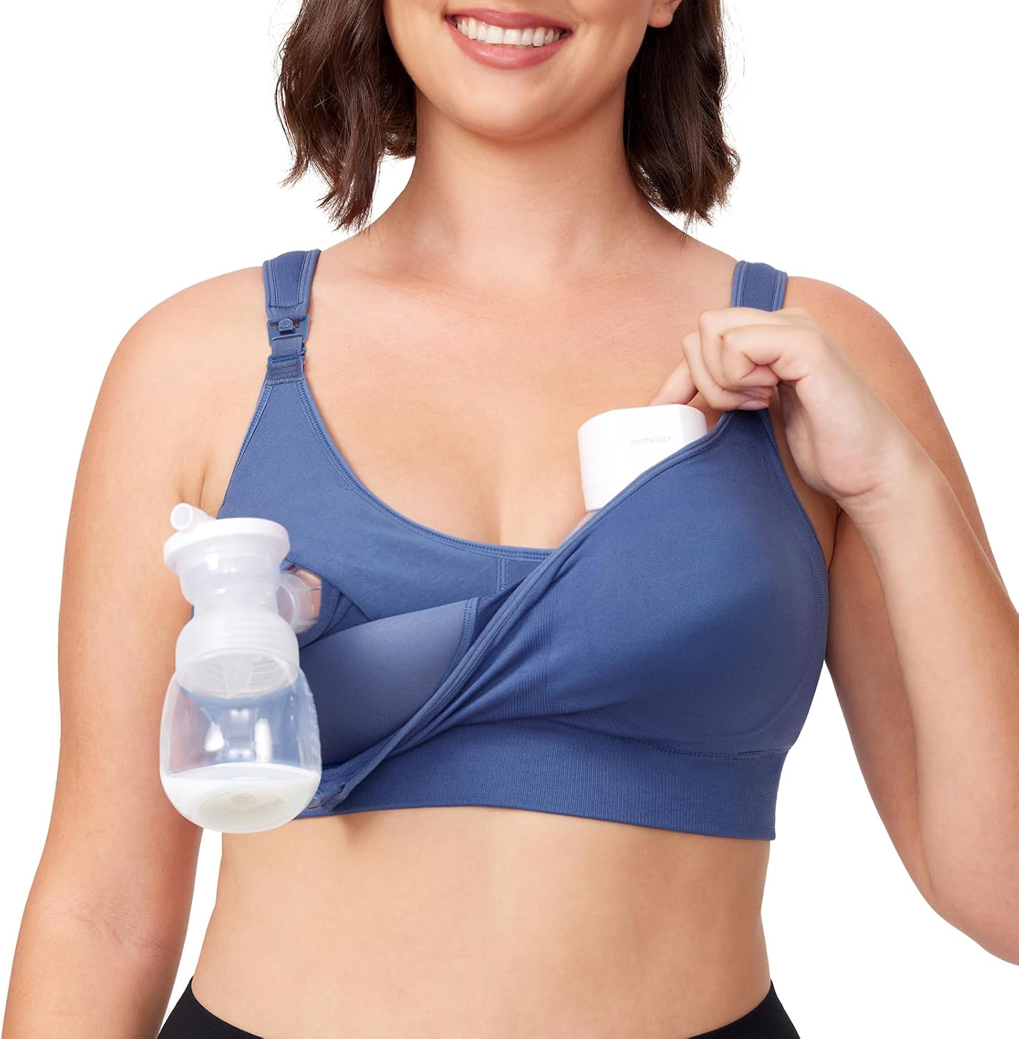 Momcozy Hands-Free Pumping & Nursing Bra, All-in-One Breastfeeding Pump Bra, Fixed Padding for Shape & Support